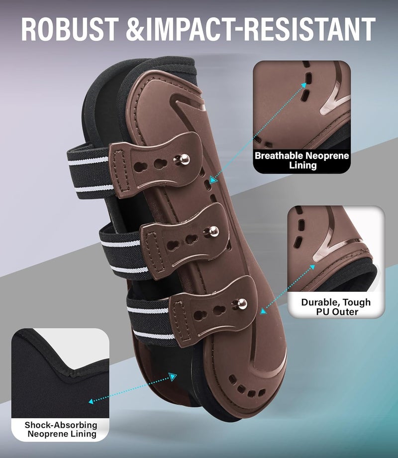 HackFond Horse Tendon Boots, Fetlock Boots & Open Front Boots for Jumping, Set of 4, Horse Protection Leg Guard - Image 3
